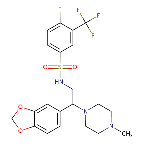 N-[2-(2H-1,3-benzodioxol-5-yl)-2-(4-methylpiperazin-1-yl)ethyl]-4-fluoro-3-(trifluoromethyl)benzene-1-sulfonamide