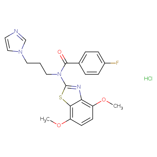 N-(4,7-dimethoxy-1,3-benzothiazol-2-yl)-4-fluoro-N-[3-(1H-imidazol-1-yl)propyl]benzamide hydrochloride