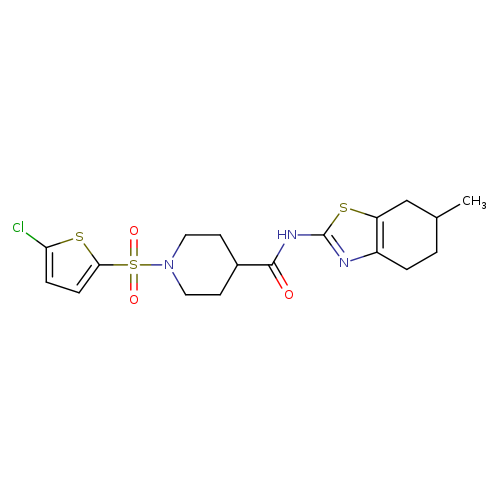 1-[(5-chlorothiophen-2-yl)sulfonyl]-N-(6-methyl-4,5,6,7-tetrahydro-1,3-benzothiazol-2-yl)piperidine-4-carboxamide