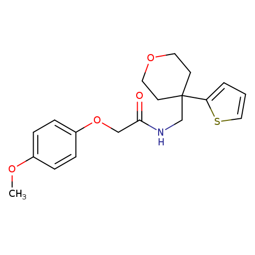 2-(4-methoxyphenoxy)-N-{[4-(thiophen-2-yl)oxan-4-yl]methyl}acetamide