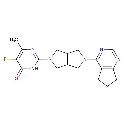 2-(5-{5H,6H,7H-cyclopenta[d]pyrimidin-4-yl}-octahydropyrrolo[3,4-c]pyrrol-2-yl)-5-fluoro-6-methyl-3,4-dihydropyrimidin-4-one