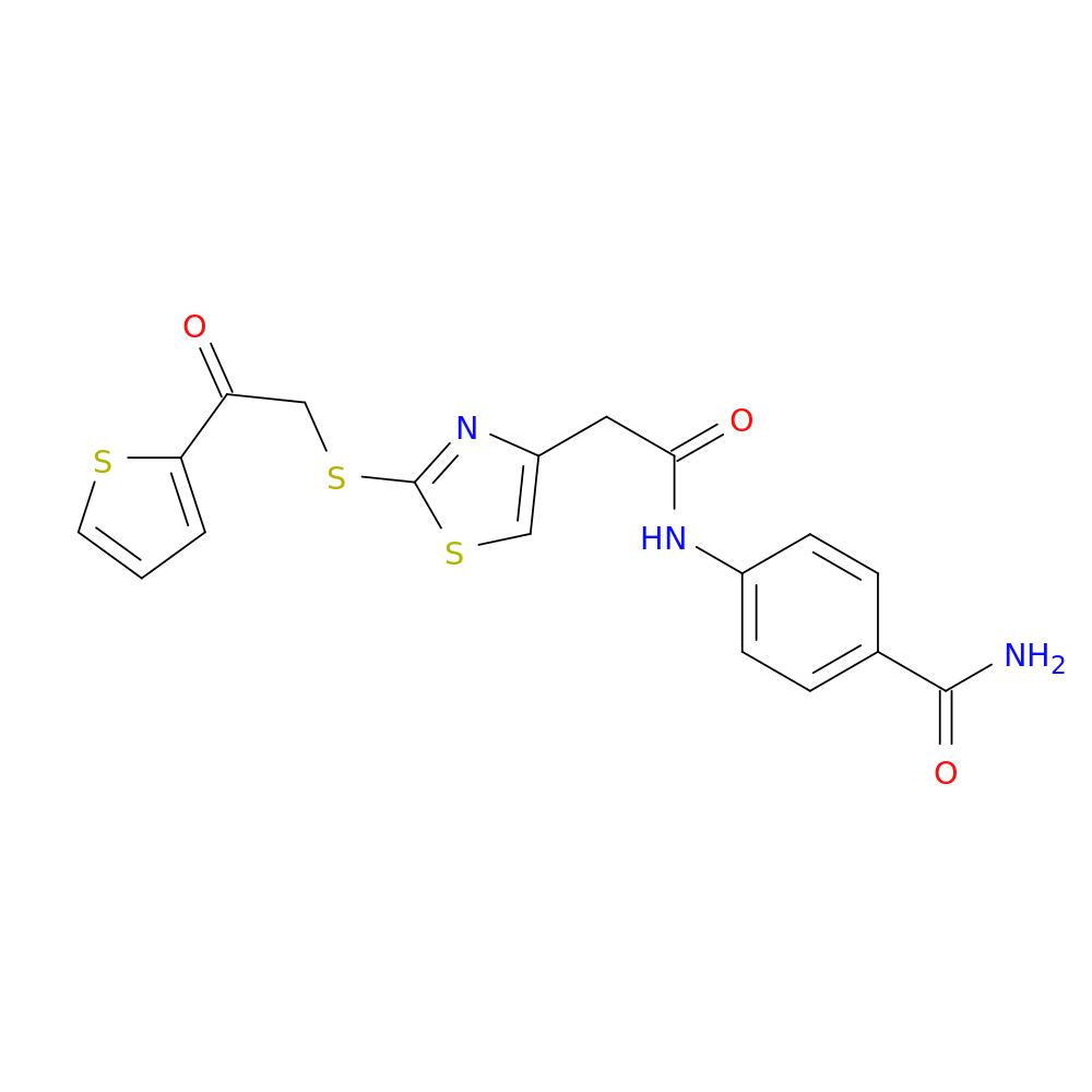 4-[2-(2-{[2-oxo-2-(thiophen-2-yl)ethyl]sulfanyl}-1,3-thiazol-4-yl)acetamido]benzamide