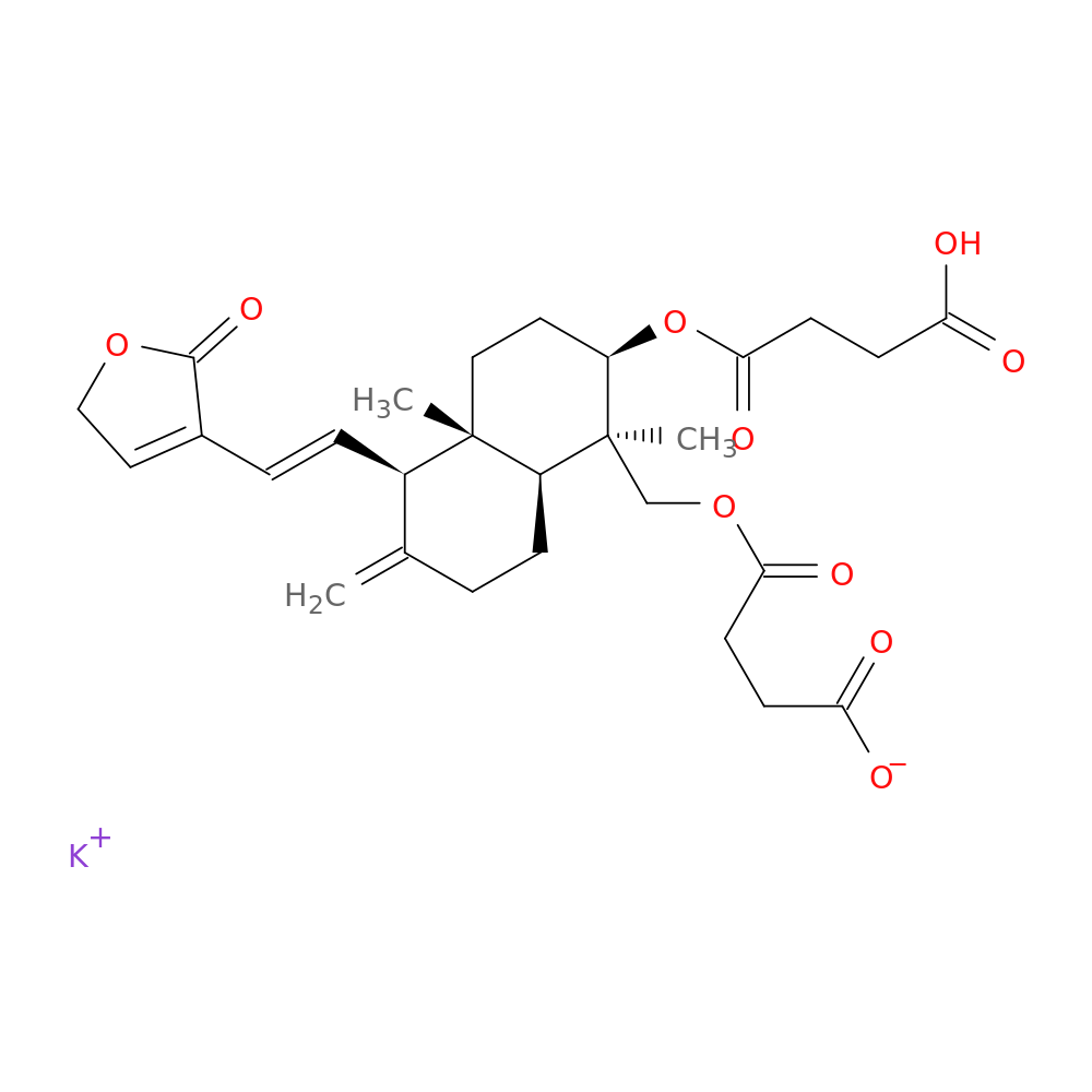 Potassium 4-(((1R,2R,4aR,5R,8aS)-2-((3-carboxypropanoyl)oxy)-1,4a-dimethyl-6-methylene-5-((E)-2-(2-oxo-2,5-dihydrofuran-3-yl)vinyl)decahydronaphthalen-1-yl)methoxy)-4-oxobutanoate