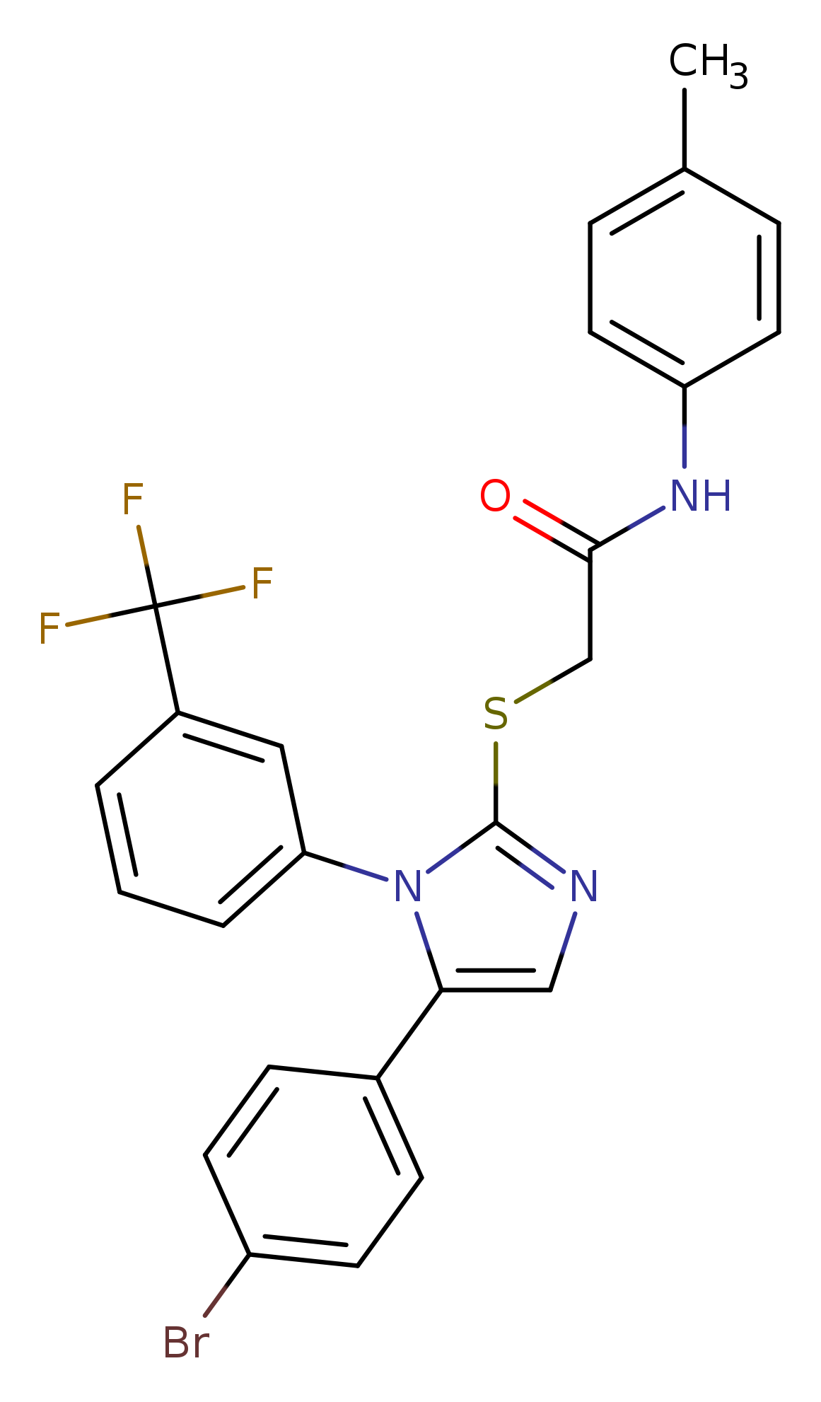 2-{[5-(4-bromophenyl)-1-[3-(trifluoromethyl)phenyl]-1H-imidazol-2-yl]sulfanyl}-N-(4-methylphenyl)acetamide