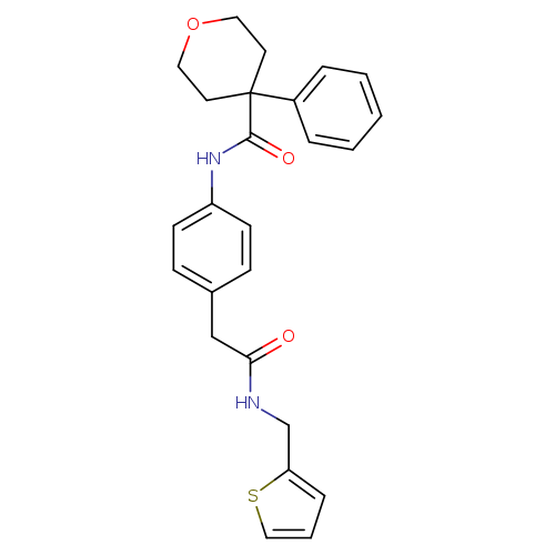 4-phenyl-N-[4-({[(thiophen-2-yl)methyl]carbamoyl}methyl)phenyl]oxane-4-carboxamide