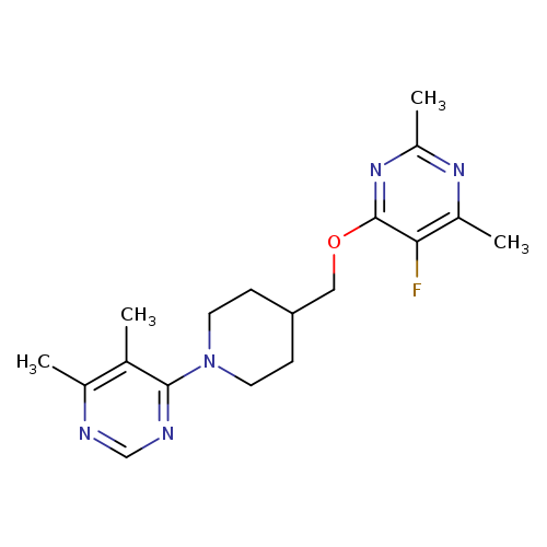 4-(4-{[(5-fluoro-2,6-dimethylpyrimidin-4-yl)oxy]methyl}piperidin-1-yl)-5,6-dimethylpyrimidine