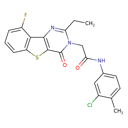N-(3-chloro-4-methylphenyl)-2-{4-ethyl-13-fluoro-6-oxo-8-thia-3,5-diazatricyclo[7.4.0.0^{2,7}]trideca-1(13),2(7),3,9,11-pentaen-5-yl}acetamide