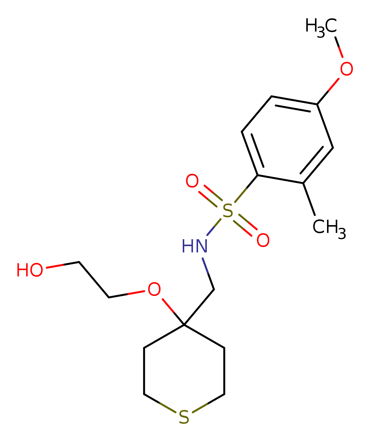 N-{[4-(2-hydroxyethoxy)thian-4-yl]methyl}-4-methoxy-2-methylbenzene-1-sulfonamide