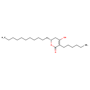 2H-Pyran-2-one, 3-hexyl-5,6-dihydro-4-hydroxy-6-undecyl-, (R)-