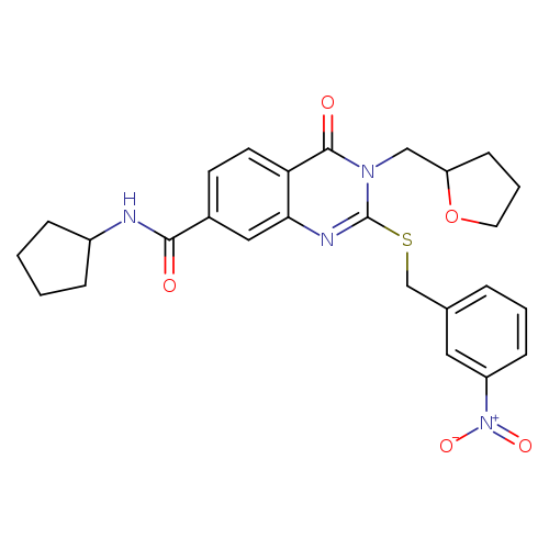 N-cyclopentyl-2-{[(3-nitrophenyl)methyl]sulfanyl}-4-oxo-3-[(oxolan-2-yl)methyl]-3,4-dihydroquinazoline-7-carboxamide