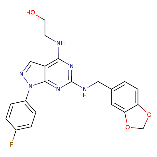 2-[(6-{[(2H-1,3-benzodioxol-5-yl)methyl]amino}-1-(4-fluorophenyl)-1H-pyrazolo[3,4-d]pyrimidin-4-yl)amino]ethan-1-ol