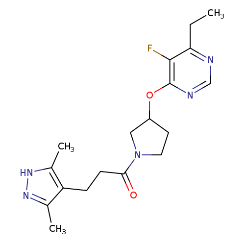 3-(3,5-dimethyl-1H-pyrazol-4-yl)-1-{3-[(6-ethyl-5-fluoropyrimidin-4-yl)oxy]pyrrolidin-1-yl}propan-1-one