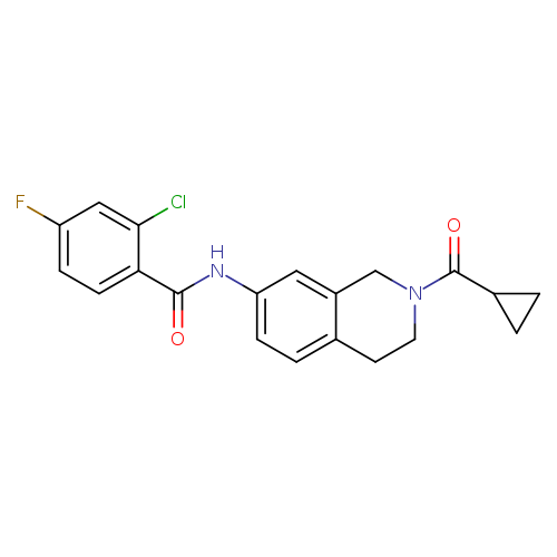 2-chloro-N-(2-cyclopropanecarbonyl-1,2,3,4-tetrahydroisoquinolin-7-yl)-4-fluorobenzamide