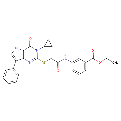 ethyl 3-[2-({3-cyclopropyl-4-oxo-7-phenyl-3H,4H,5H-pyrrolo[3,2-d]pyrimidin-2-yl}sulfanyl)acetamido]benzoate