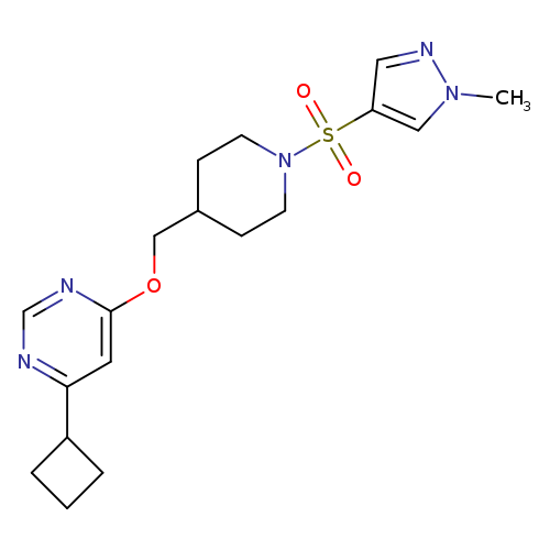 4-cyclobutyl-6-({1-[(1-methyl-1H-pyrazol-4-yl)sulfonyl]piperidin-4-yl}methoxy)pyrimidine
