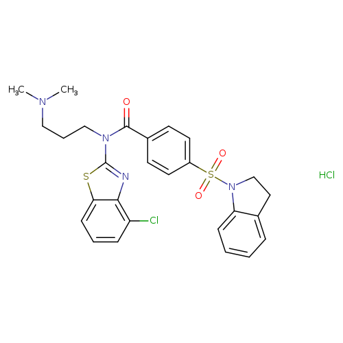 N-(4-chloro-1,3-benzothiazol-2-yl)-4-(2,3-dihydro-1H-indole-1-sulfonyl)-N-[3-(dimethylamino)propyl]benzamide hydrochloride