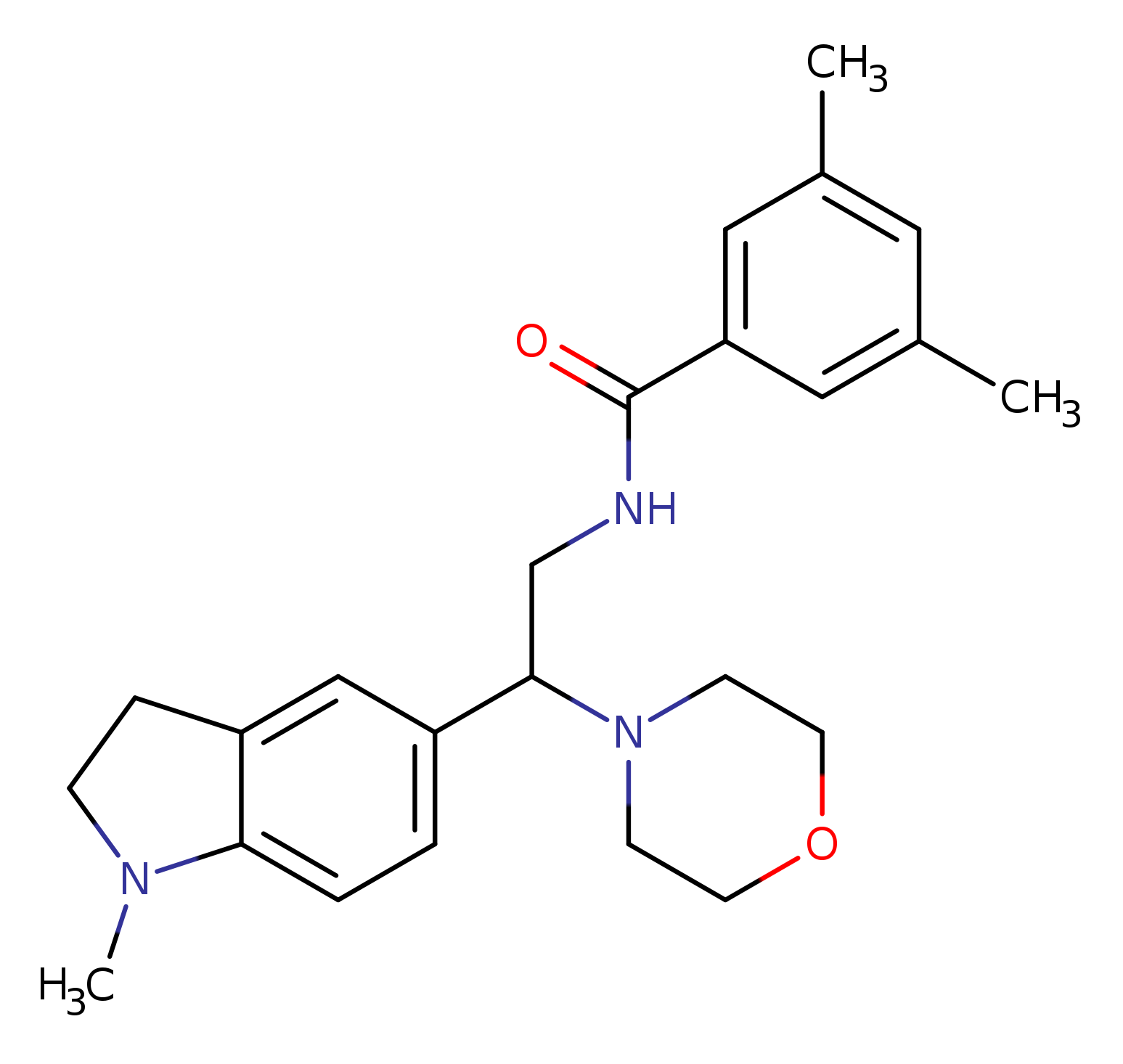 3,5-dimethyl-N-[2-(1-methyl-2,3-dihydro-1H-indol-5-yl)-2-(morpholin-4-yl)ethyl]benzamide