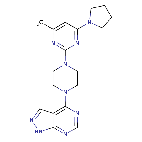 4-methyl-2-(4-{1H-pyrazolo[3,4-d]pyrimidin-4-yl}piperazin-1-yl)-6-(pyrrolidin-1-yl)pyrimidine