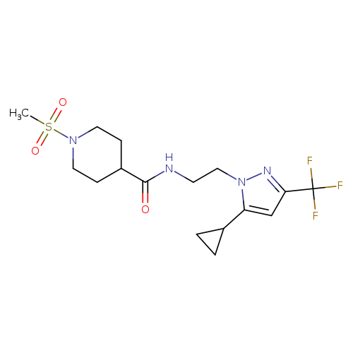 N-{2-[5-cyclopropyl-3-(trifluoromethyl)-1H-pyrazol-1-yl]ethyl}-1-methanesulfonylpiperidine-4-carboxamide