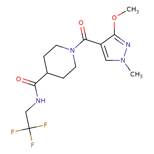 1-(3-methoxy-1-methyl-1H-pyrazole-4-carbonyl)-N-(2,2,2-trifluoroethyl)piperidine-4-carboxamide