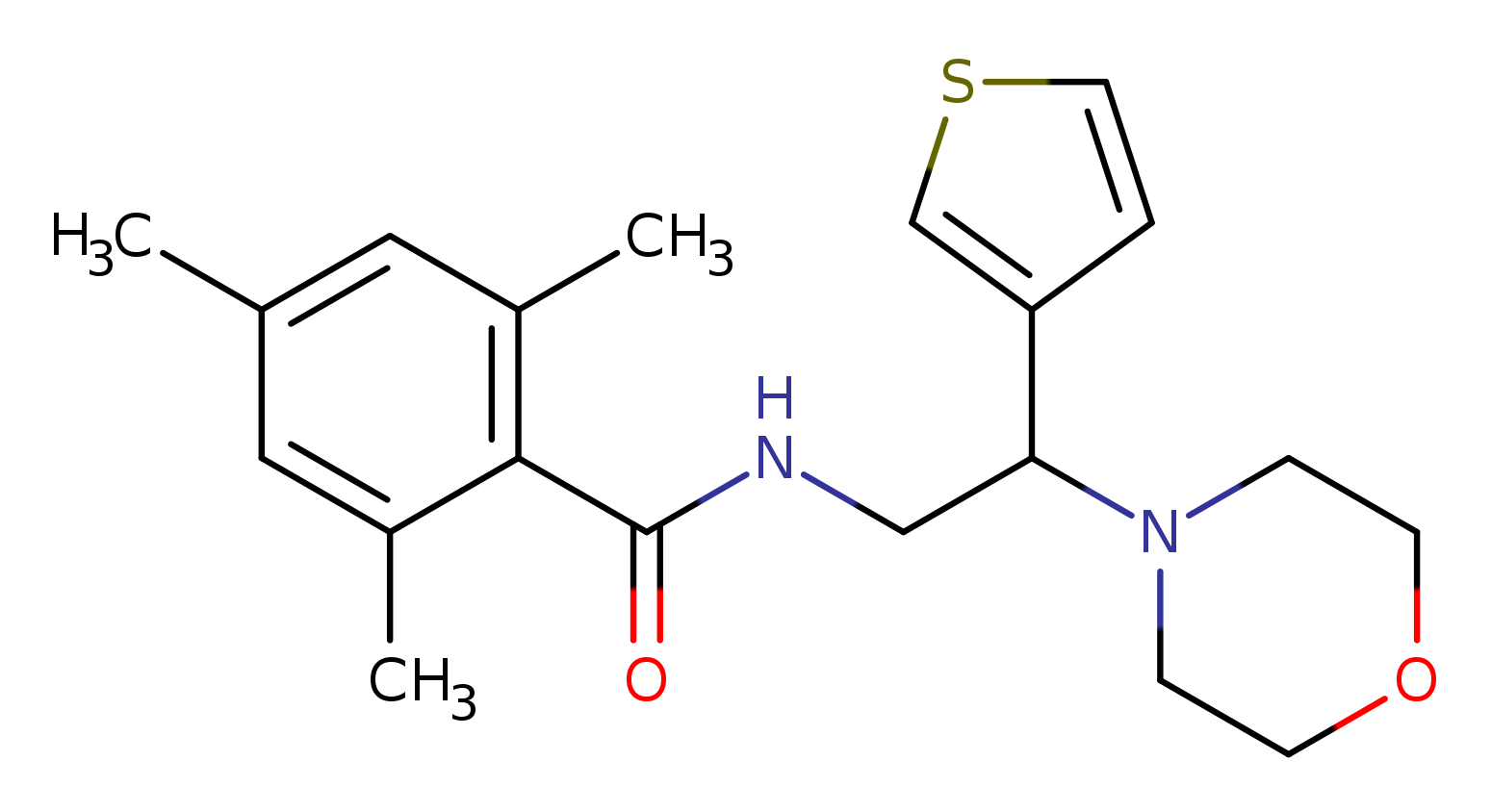 2,4,6-trimethyl-N-[2-(morpholin-4-yl)-2-(thiophen-3-yl)ethyl]benzamide