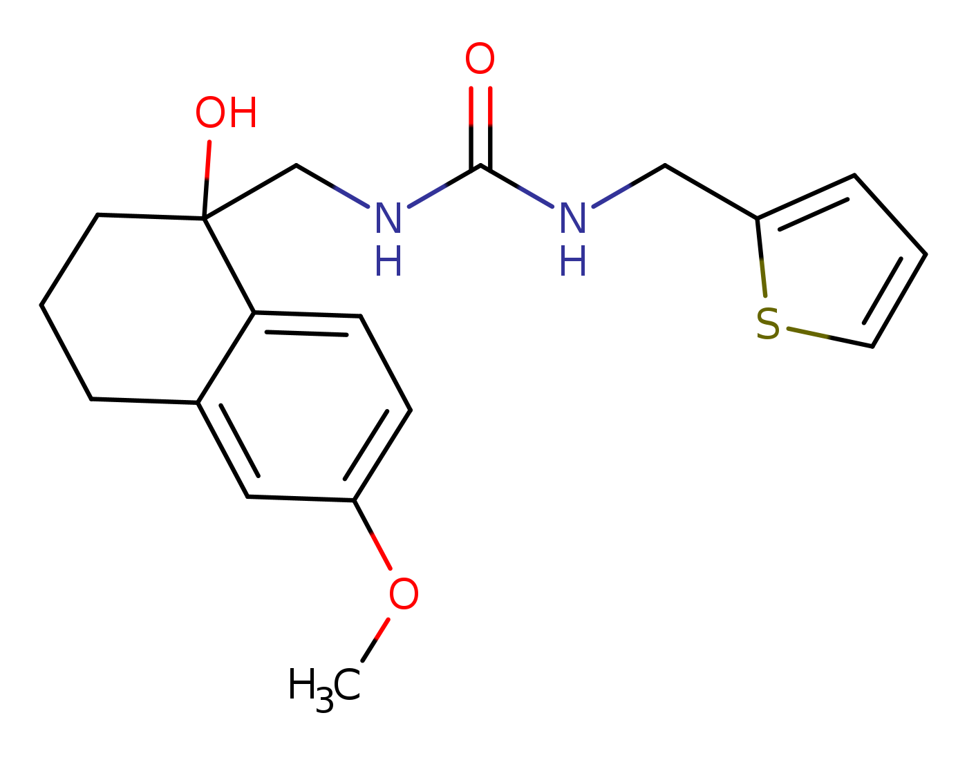 1-[(1-hydroxy-6-methoxy-1,2,3,4-tetrahydronaphthalen-1-yl)methyl]-3-[(thiophen-2-yl)methyl]urea