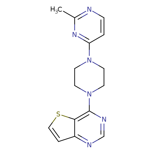 2-methyl-4-(4-{thieno[3,2-d]pyrimidin-4-yl}piperazin-1-yl)pyrimidine
