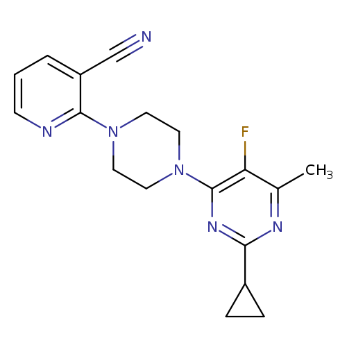 2-[4-(2-cyclopropyl-5-fluoro-6-methylpyrimidin-4-yl)piperazin-1-yl]pyridine-3-carbonitrile