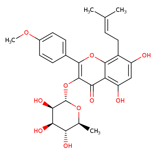 4H-1-Benzopyran-4-one, 3-[(6-deoxy-α-L-mannopyranosyl)oxy]-5,7-dihydroxy-2-(4-methoxyphenyl)-8-(3-methyl-2-buten-1-yl)-