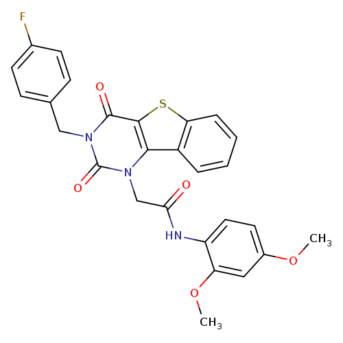 N-(2,4-dimethoxyphenyl)-2-{5-[(4-fluorophenyl)methyl]-4,6-dioxo-8-thia-3,5-diazatricyclo[7.4.0.0^{2,7}]trideca-1(9),2(7),10,12-tetraen-3-yl}acetamide