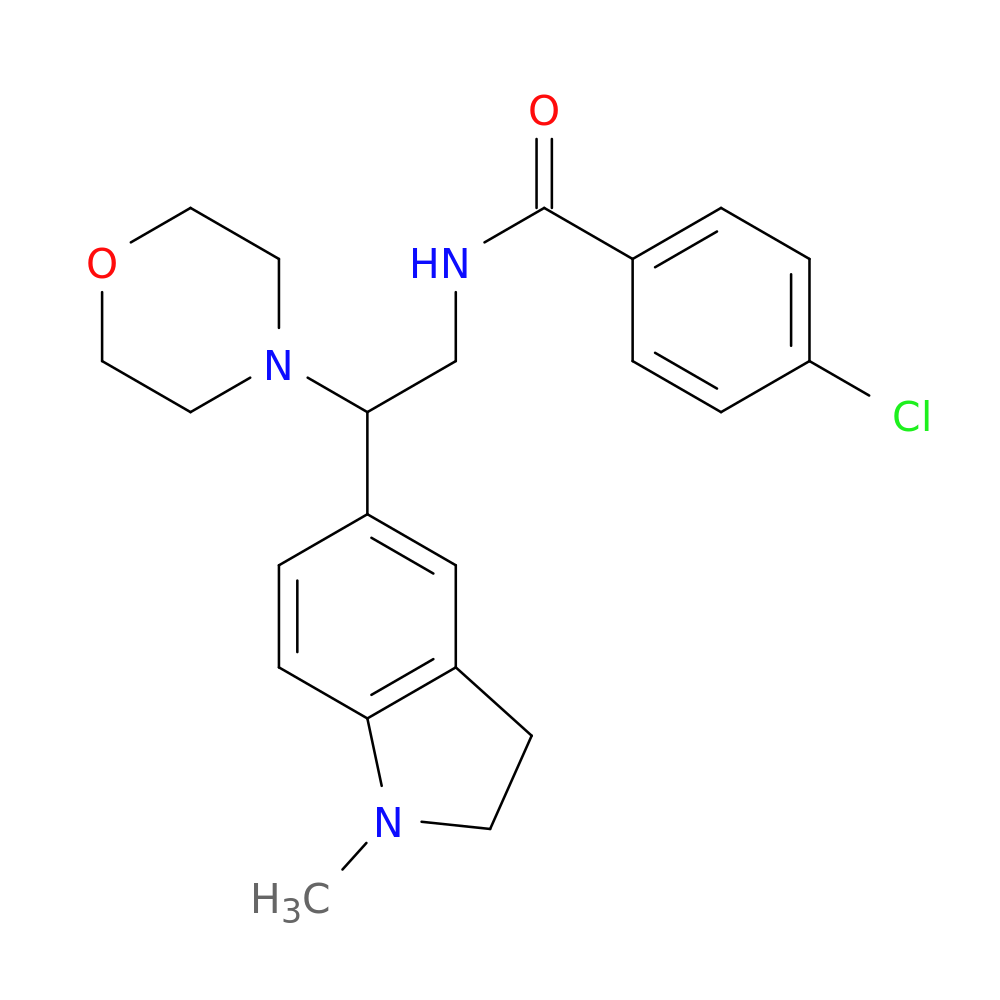 4-chloro-N-[2-(1-methyl-2,3-dihydro-1H-indol-5-yl)-2-(morpholin-4-yl)ethyl]benzamide