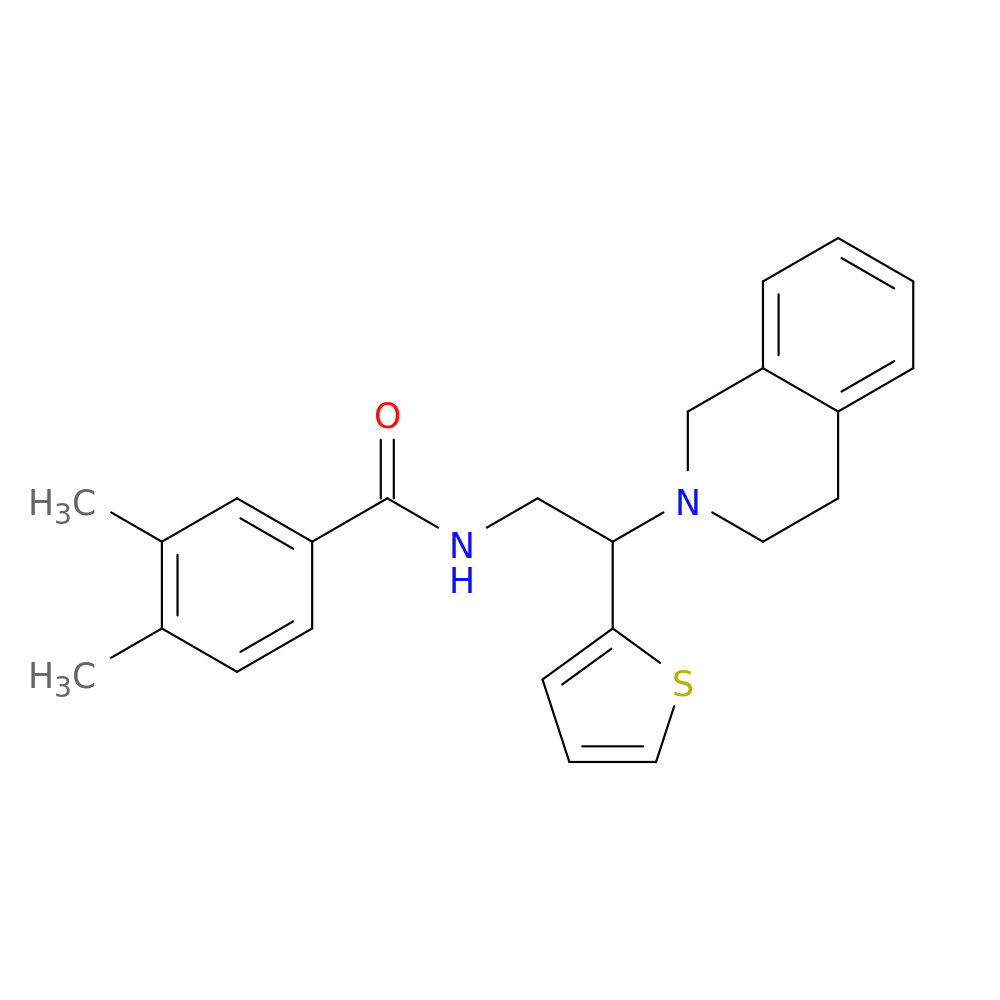 3,4-dimethyl-N-[2-(1,2,3,4-tetrahydroisoquinolin-2-yl)-2-(thiophen-2-yl)ethyl]benzamide