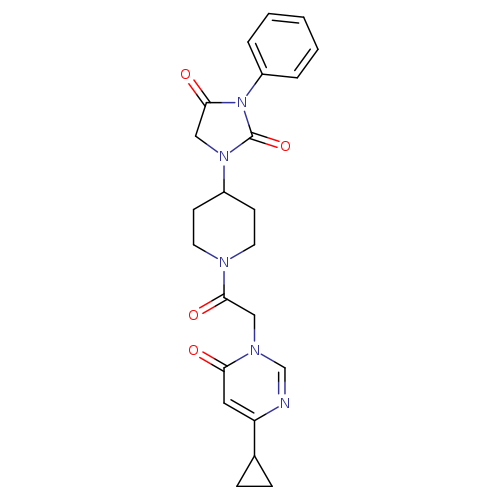 1-{1-[2-(4-cyclopropyl-6-oxo-1,6-dihydropyrimidin-1-yl)acetyl]piperidin-4-yl}-3-phenylimidazolidine-2,4-dione