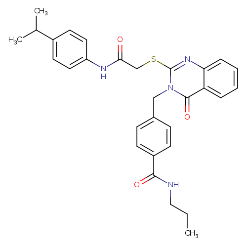 4-({4-oxo-2-[({[4-(propan-2-yl)phenyl]carbamoyl}methyl)sulfanyl]-3,4-dihydroquinazolin-3-yl}methyl)-N-propylbenzamide