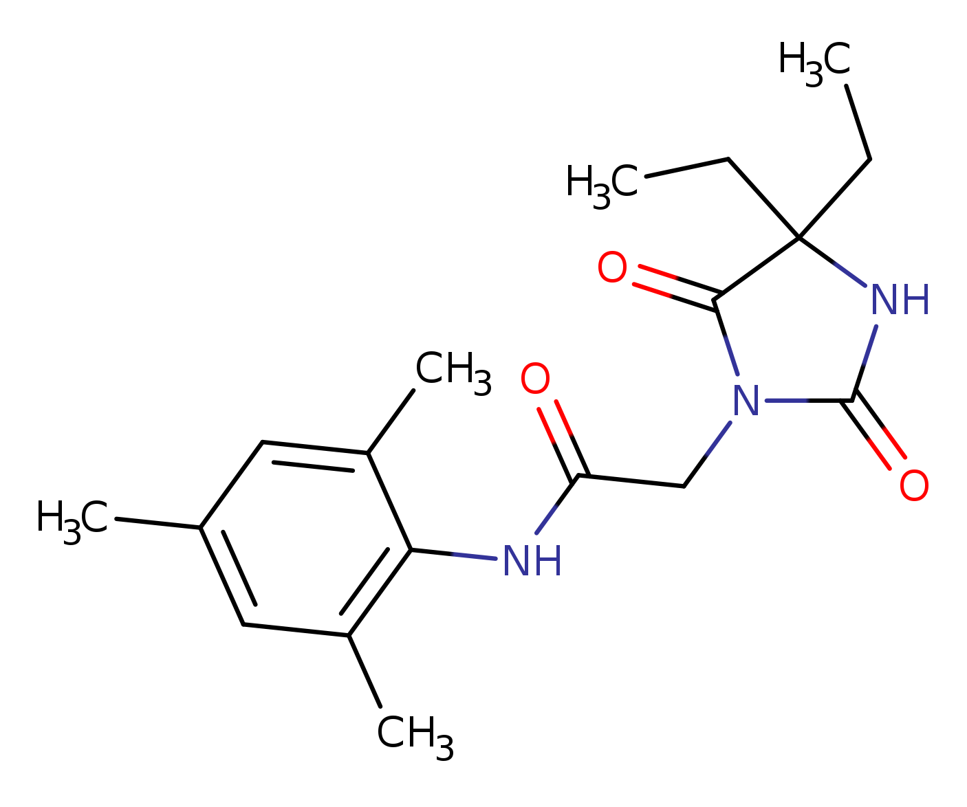 2-(4,4-diethyl-2,5-dioxoimidazolidin-1-yl)-N-(2,4,6-trimethylphenyl)acetamide