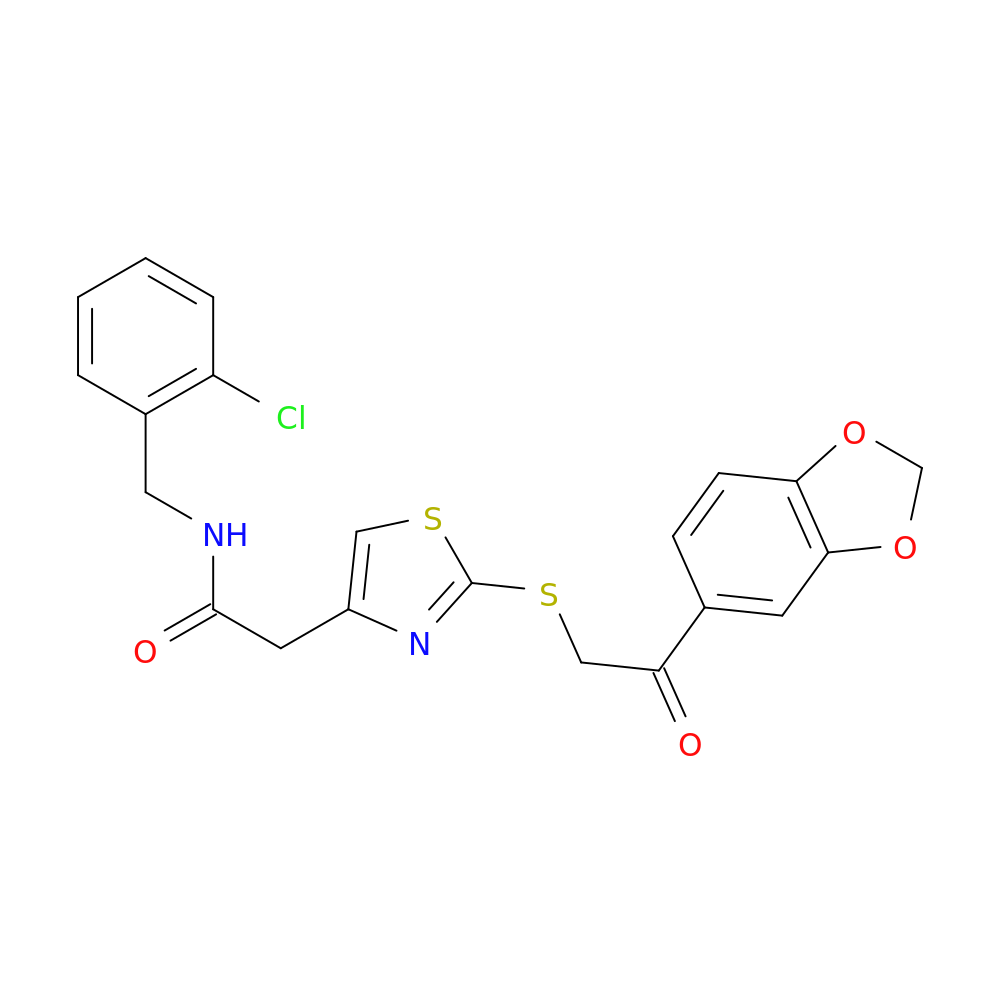 2-(2-{[2-(2H-1,3-benzodioxol-5-yl)-2-oxoethyl]sulfanyl}-1,3-thiazol-4-yl)-N-[(2-chlorophenyl)methyl]acetamide