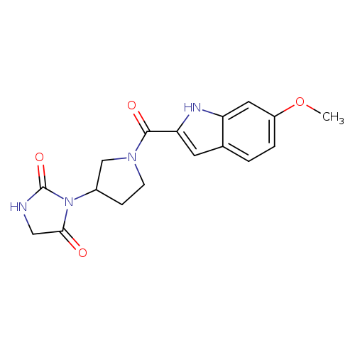 3-[1-(6-methoxy-1H-indole-2-carbonyl)pyrrolidin-3-yl]imidazolidine-2,4-dione