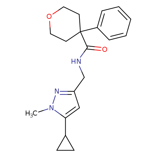 N-[(5-cyclopropyl-1-methyl-1H-pyrazol-3-yl)methyl]-4-phenyloxane-4-carboxamide