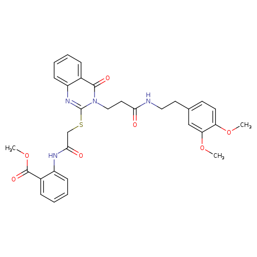 methyl 2-(2-{[3-(2-{[2-(3,4-dimethoxyphenyl)ethyl]carbamoyl}ethyl)-4-oxo-3,4-dihydroquinazolin-2-yl]sulfanyl}acetamido)benzoate