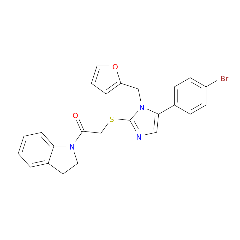 2-{[5-(4-bromophenyl)-1-[(furan-2-yl)methyl]-1H-imidazol-2-yl]sulfanyl}-1-(2,3-dihydro-1H-indol-1-yl)ethan-1-one