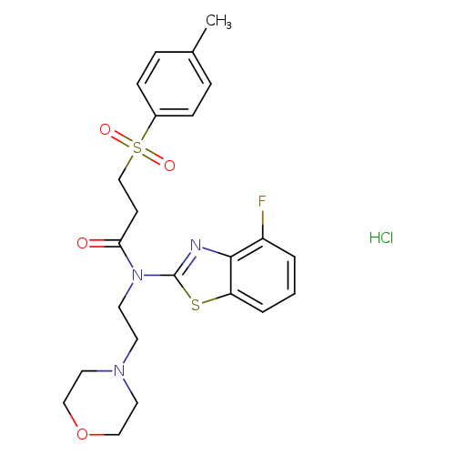 N-(4-fluoro-1,3-benzothiazol-2-yl)-3-(4-methylbenzenesulfonyl)-N-[2-(morpholin-4-yl)ethyl]propanamide hydrochloride