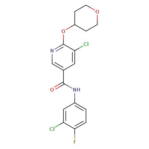 5-chloro-N-(3-chloro-4-fluorophenyl)-6-(oxan-4-yloxy)pyridine-3-carboxamide
