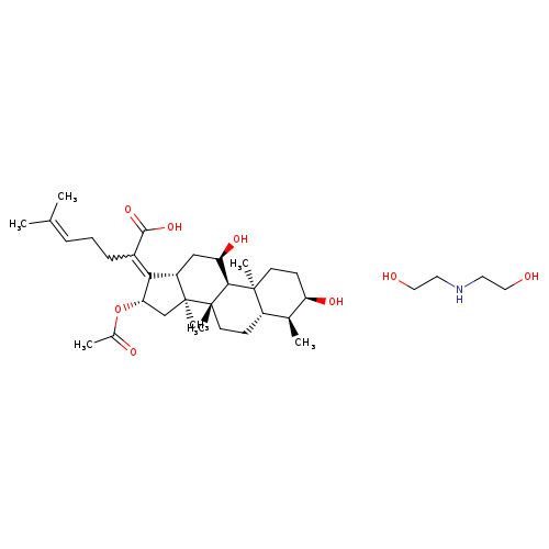 29-Nordammara-17(20),24-dien-21-oic acid, 16-(acetyloxy)-3,11-dihydroxy-, (3α,4α,8α,9β,11α,13α,14β,16β,17Z)-, compd. with 2,2'-iminobis[ethanol] (1:1)
