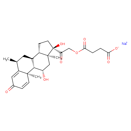 Pregna-1,4-diene-3,20-dione,21-(3-carboxy-1-oxopropoxy)-11,17-dihydroxy-6-methyl-, monosodiumsalt, (6a,11b)-