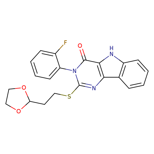 2-{[2-(1,3-dioxolan-2-yl)ethyl]sulfanyl}-3-(2-fluorophenyl)-3H,4H,5H-pyrimido[5,4-b]indol-4-one