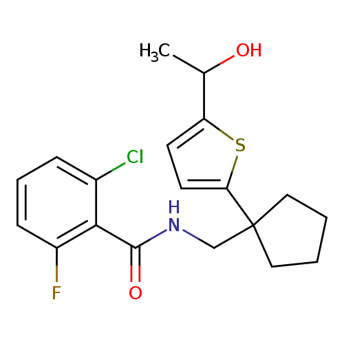 2-chloro-6-fluoro-N-({1-[5-(1-hydroxyethyl)thiophen-2-yl]cyclopentyl}methyl)benzamide