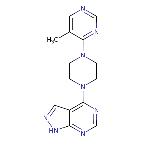 5-methyl-4-(4-{1H-pyrazolo[3,4-d]pyrimidin-4-yl}piperazin-1-yl)pyrimidine