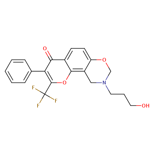 9-(3-hydroxypropyl)-3-phenyl-2-(trifluoromethyl)-4H,8H,9H,10H-chromeno[8,7-e][1,3]oxazin-4-one