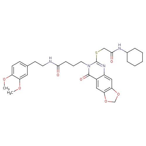 4-(6-{[(cyclohexylcarbamoyl)methyl]sulfanyl}-8-oxo-2H,7H,8H-[1,3]dioxolo[4,5-g]quinazolin-7-yl)-N-[2-(3,4-dimethoxyphenyl)ethyl]butanamide