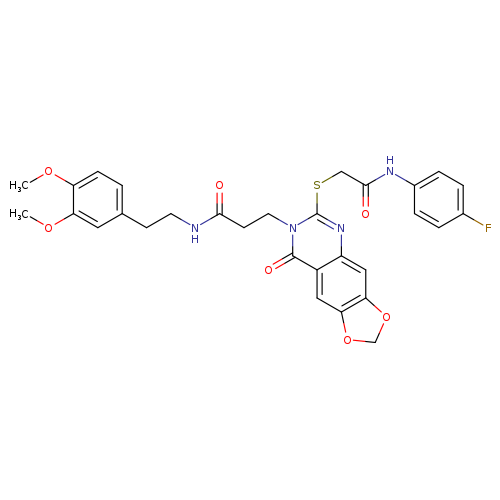 N-[2-(3,4-dimethoxyphenyl)ethyl]-3-[6-({[(4-fluorophenyl)carbamoyl]methyl}sulfanyl)-8-oxo-2H,7H,8H-[1,3]dioxolo[4,5-g]quinazolin-7-yl]propanamide